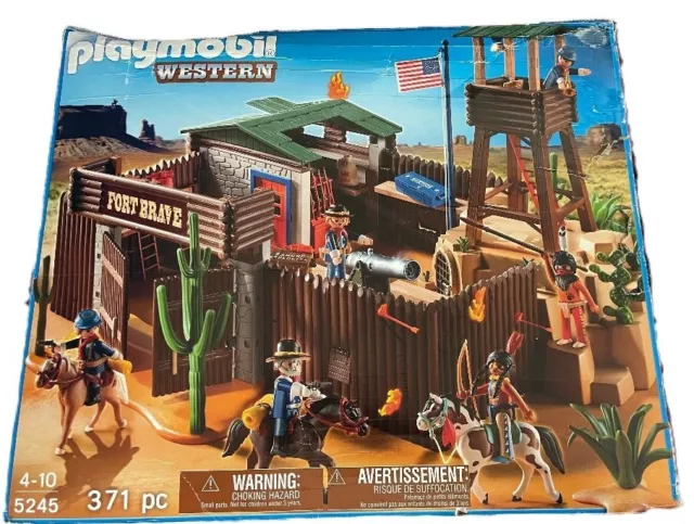 PLAYMOBIL 5245 Western Fort Brave Set  371 Pcs  Mostly Sealed in orig packaging