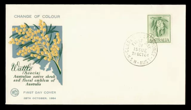 DR WHO 1964 AUSTRALIA FDC FLOWER WATTLE SHRUB WCS CACHET j88328