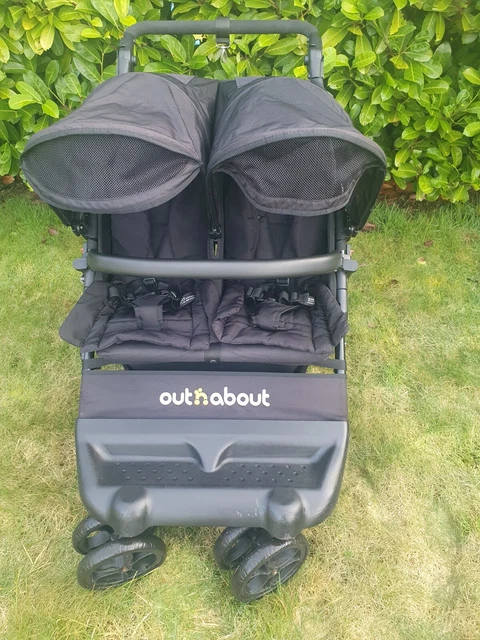 Out n About Little Nipper Double Buggy Black With Raincover