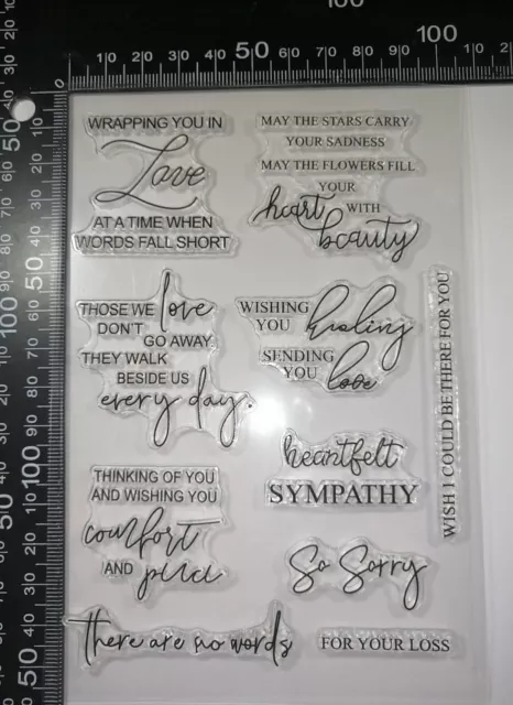 10 Clear Silicone Stamps Sympathy Sentiment Words Cardmaking Scrapbook Journal