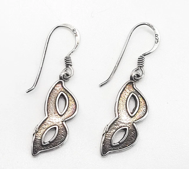Masquerade mask Mardi Gras Phantom of the opera vintage sterling silver earrings 3