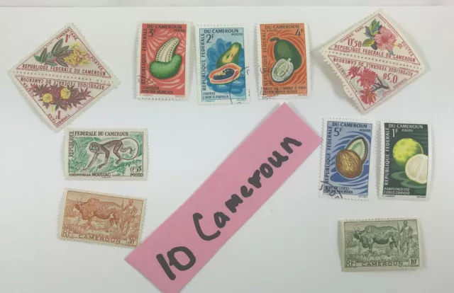 Lot of 10 Cameroun Cameroon Old Vintage Used Different Postage Stamps Postal