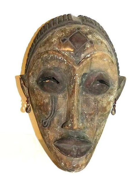 Vintage Large Chokwee Painted Male Mask - 16" Tall - Un-Touched Surface