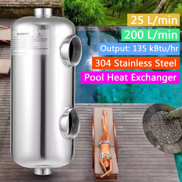 Pool Heat Exchanger Constant Temperature Spiralwound Fast Heating Stainless US!