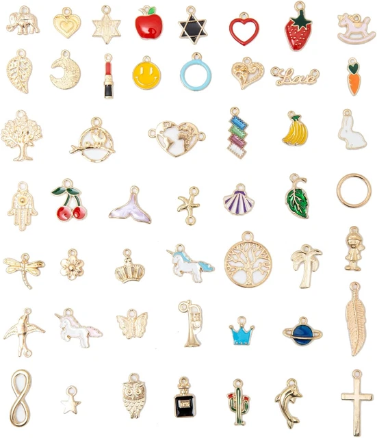 50 Stück Emaille Charms Anhänger Schmuckherstellung Schlüsselanhänger Charms Wei