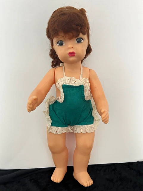 1950’S TERRI LEE Doll/AUBURN Hair w BOW, & TERRI LEE Green ROMPER, w