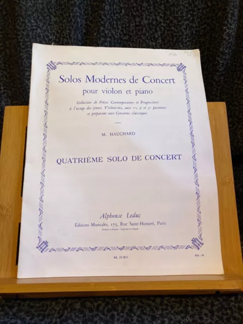 M. Hauchard Quatrième solo de concert pour violon et piano partition ed. Leduc