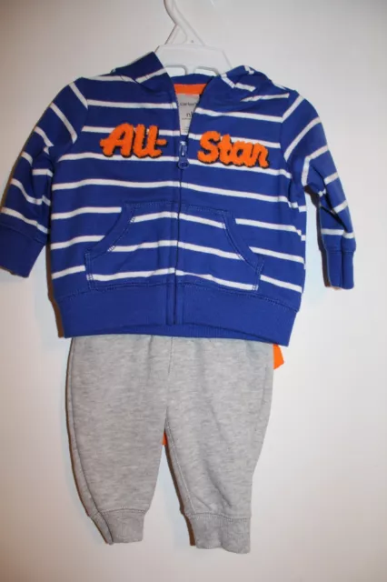 Nwot Carters Baby Boy 3 Pc "All Star" Hoodie Top Bodysuit Grey Pants Newborn $30