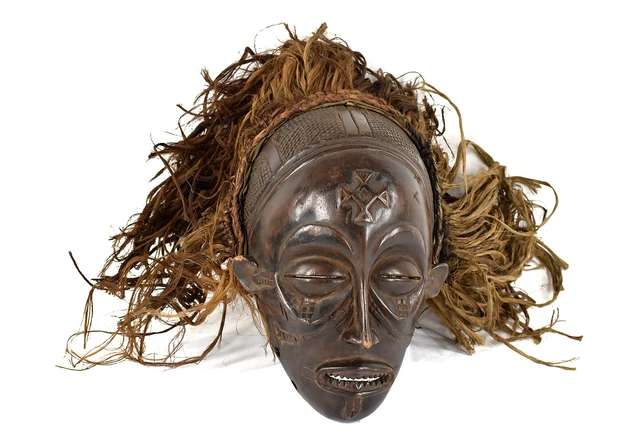 Chokwe Mask Mwana Pwo with Headdress Congo African Art