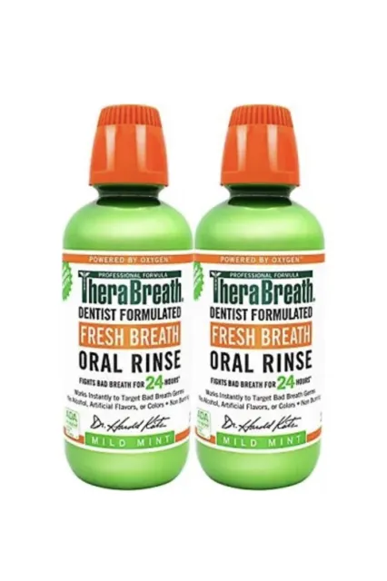 NEW TheraBreath Fresh Breath Dentist Formulated Oral Rinse  16 Ounce (Pack of 2)