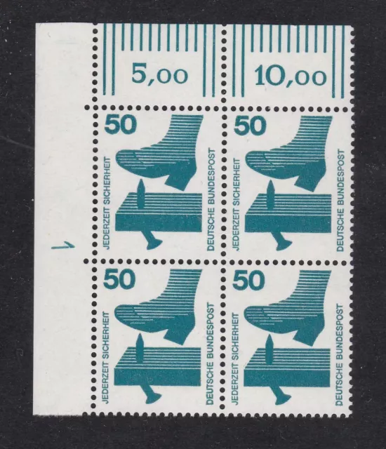 Bund Mi. Nr. 694 A - 703 A = 700 A = l. o. Eckrand / DZ 1 ** Eckrand Viererblock