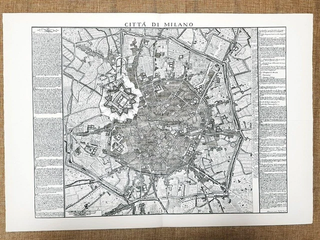 CARTA TOPOGRAFICA PIANTA Citt Di Milano Anno 1734 Marc Antonio Dal Re 