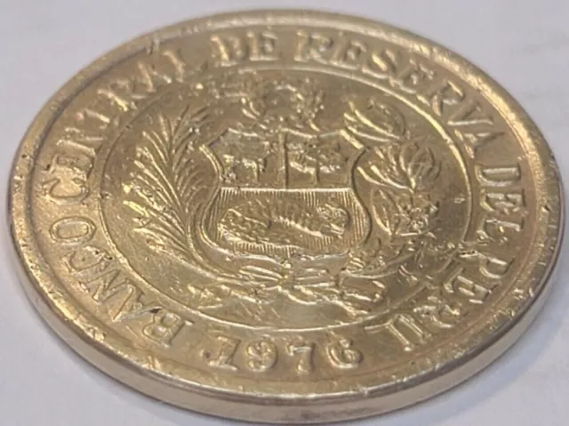 1976 Peru 1/2 Sol de Oro Brass Coin KM#265