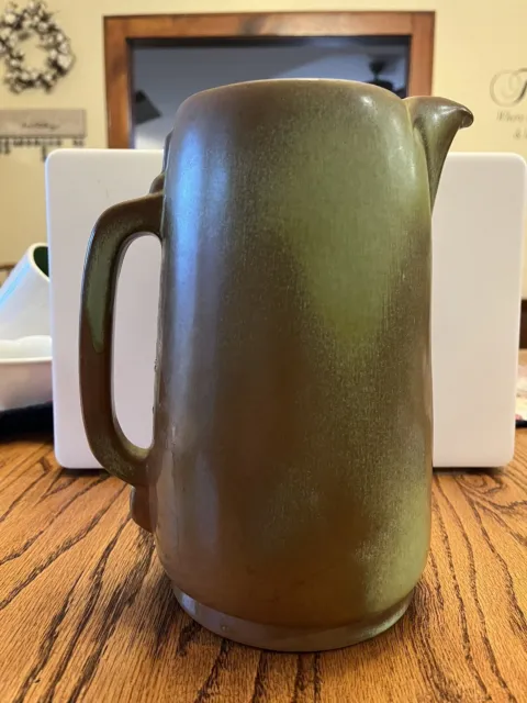 Frankoma Plainsman #26D 2 Qt Prairie Green & Brown Water Pitcher Vase Vintage