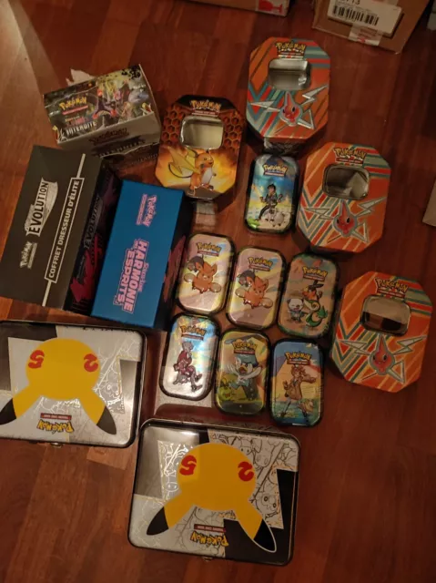 LOF OF 2 - Carte étain métallique Pokémon boîte de rangement collector vide  6