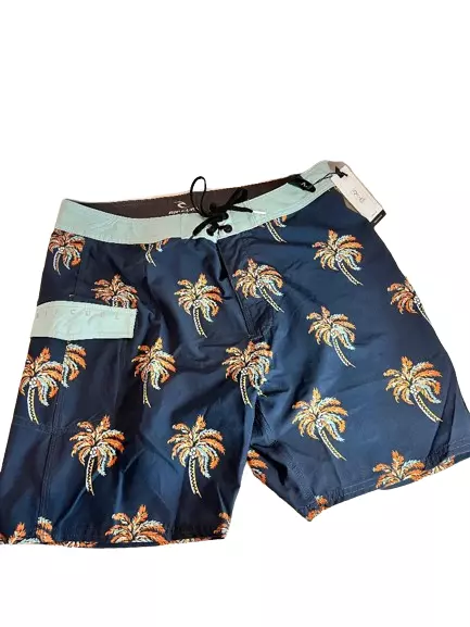 Rip Curl Board Shorts Mens 32 Palm Daze Pocket Drawstring Beach Surf Surfing NWT