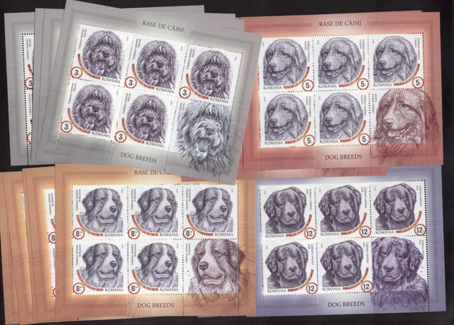 Aufl. 1290 Klb.-S.: 5 Kleinbogensätze Rumänien 2019 Hirtehunde. MiNr. 7506-7509