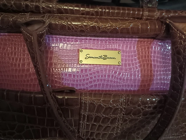 Pretty Samantha Brown Classic Croc Embossed Carry On Bag Luggage Pink Crocodile 2