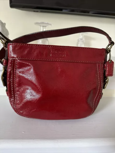 Coach Mini Zoe Hobo 41856 Handbag Bag Plum Patent Leather