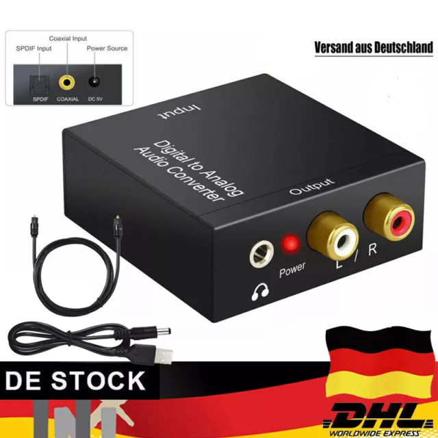 Digital to Analog Audio Converter Optical Coaxial Toslink Adapter RCA Klinke L/R