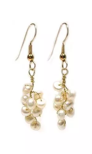 Vintage 9ct Antique Salt Water Pearl 14ktGF + Earrings: Ancient Hindu Dewdrops