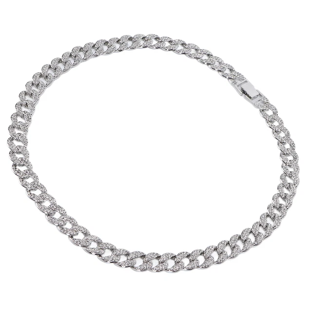 (24 pollici) Collana Gioielli Lega Maglia Cubana Strass Squisiti SG5
