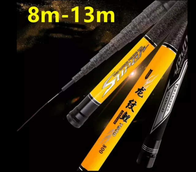 Telescopic Fishing Rods Extra Long High Carbon Fiber Rod Power Hand Pole  8m-13m