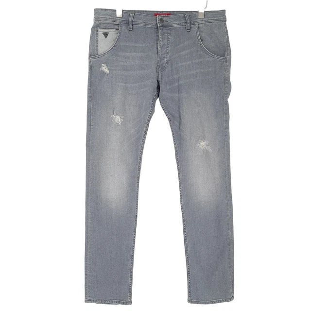 Pantalon Homme GUESS Miami Super-Skinny Stretch Noir - Réf. M93AN1D3KT1, Neuf Avec Étiquettes