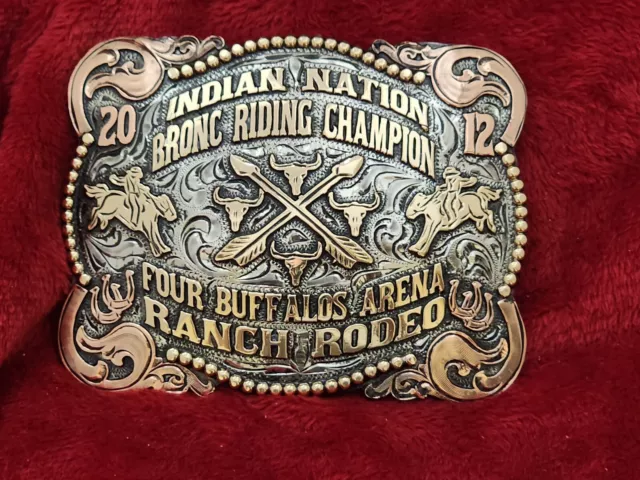 Champion Trophy Rodeo Belt Buckle Pro Bronc Riding☆Indian Nation☆2012☆Rare☆990