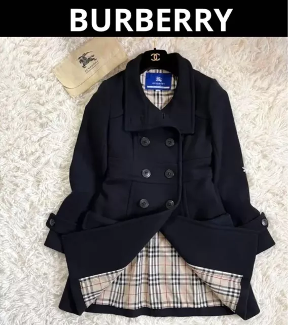 Burberry Blue Label Angora blend Coat A-line Nova check Women Size 38/M Used