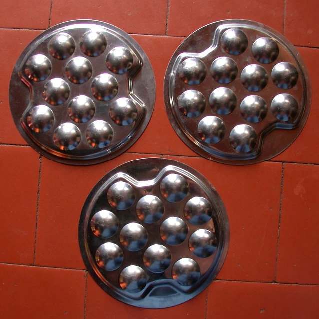 AR1 - 3 Plats à escargots de 12 trous en inox diamètre 19cm