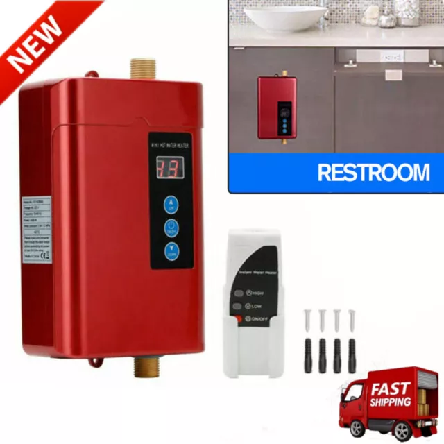 110V Electric Hot Instant Tankless Water Heaters Shower Boiler Kitchen Bathroom