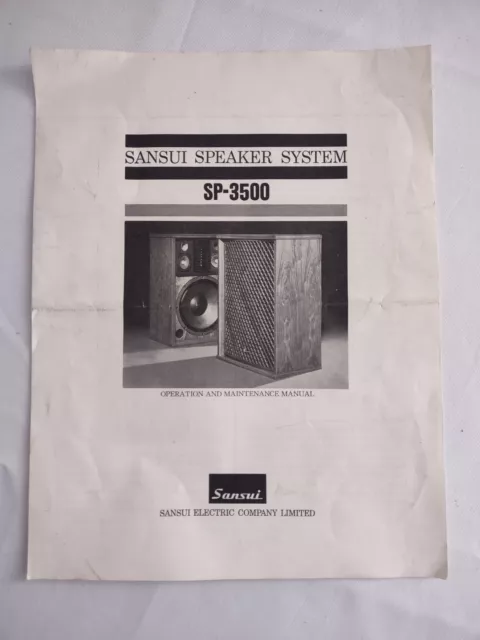 Sansui SP-3500 Speaker System Operator And Maintenance Manual