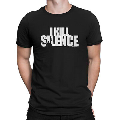 Mens ORGANIC T-Shirt Funny I KILL SILENCE Drumming Drummer Drum Kit Sticks Music
