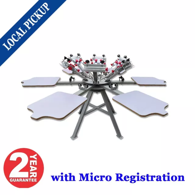 Local pickup 6 Color 6 Station Screen Printing Equipment with Micro Registration