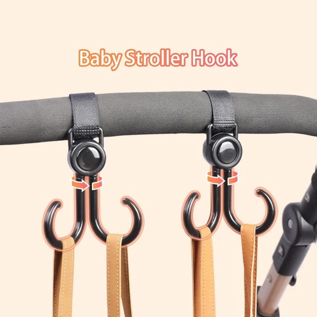 2x Baby Stroller Hooks Heavy Duty Stroller Hook Clip for Purses Bag Bathroom