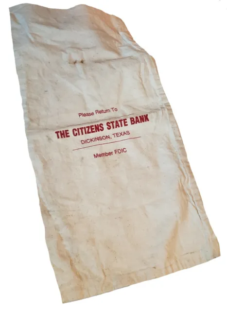 The Citizens State Bank Bag Dickinson Texas TX Banking Cloth Sack