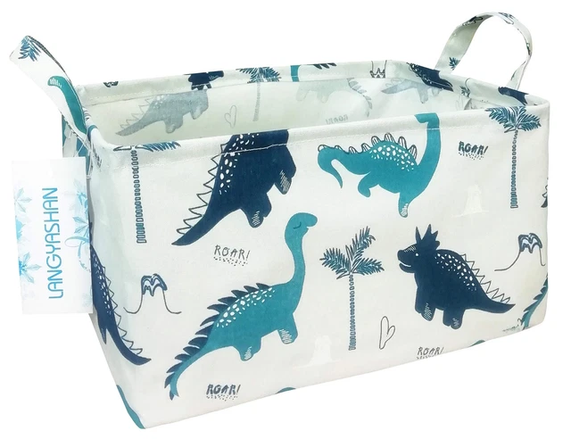 Langyashan Rectangular Storage Bin Collapse Canvas Fabric Cartoon Storage Basket
