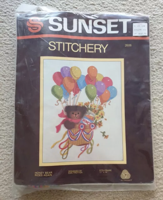 🧸Vintage Sunset embroidery crewel kit - Honey Bears Rides Again -  #2606