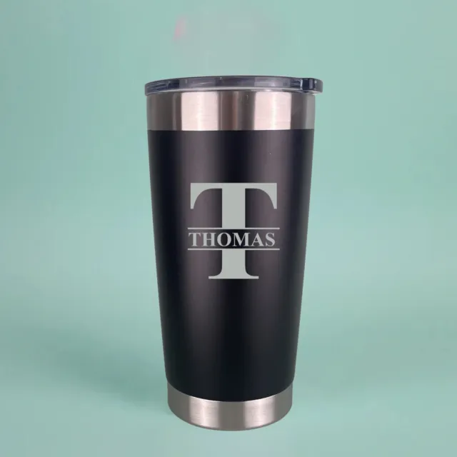 Personalised Initial & Name Thermos Insulated Cup Travel Mug Coffee Tea Flasks