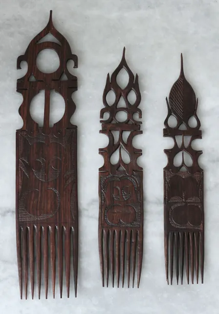 Collection of (3) larger African combs
