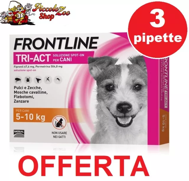Frontline TRI-ACT 3 pipette antiparassitario per cane di 5-10 kg SCAD 2025 NEW