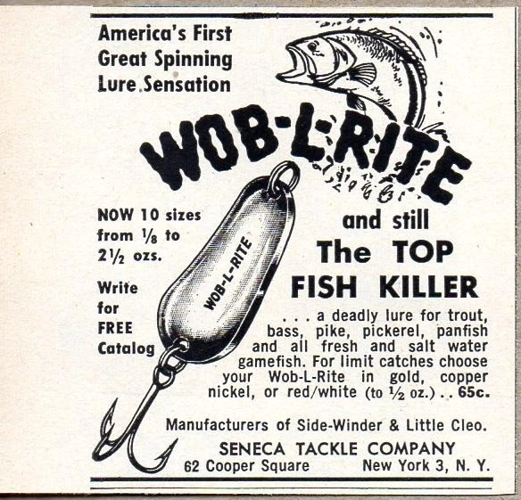 1962 Print Ad Wob-L-Rite Fishing Lures Seneca Tackle New York,NY