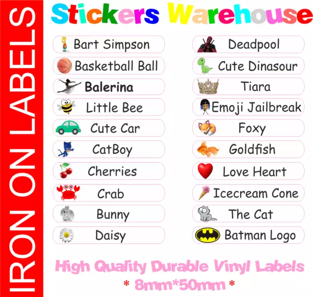 Stick on Clothing Name Labels Clothes School Uniform Care Home Kids  Childrens