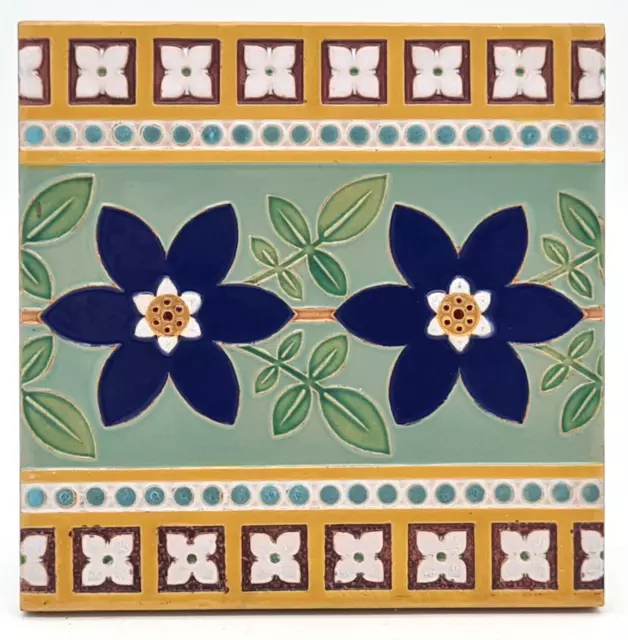 Minton Hollins & Co Moulded Majolica Border Tile C1900