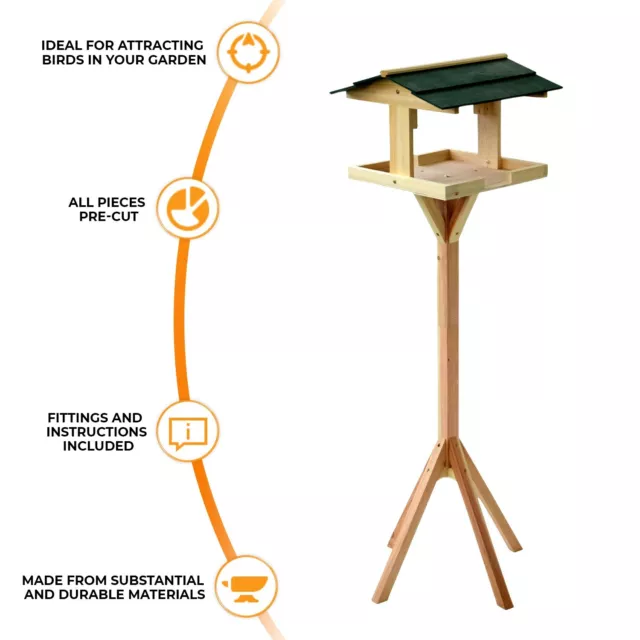 Mesa tradicional de madera para pájaros jardín para pájaros alimentador estación de alimentación independiente 3