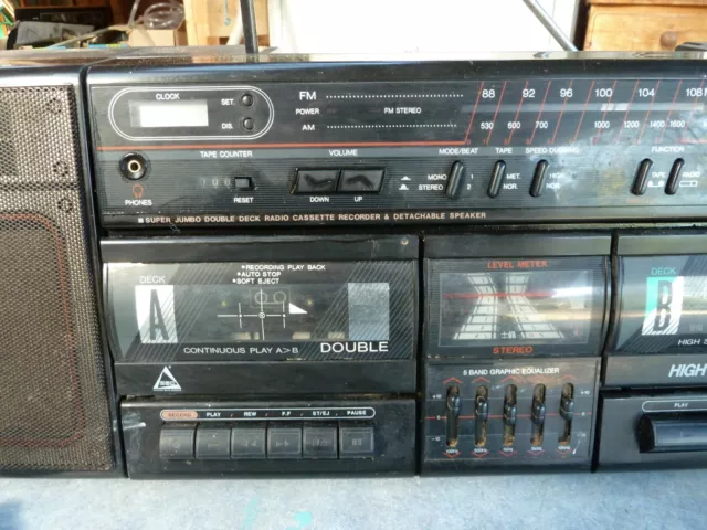 Vintage Boombox ESC Super Jumbo Double Deck Radio Cassette Recorder 2