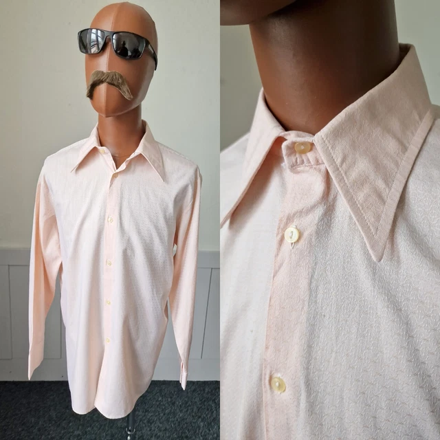 Camicia vintage anni 60/70 polsino singolo | grande | rosa in rilievo mod dandy ZE53