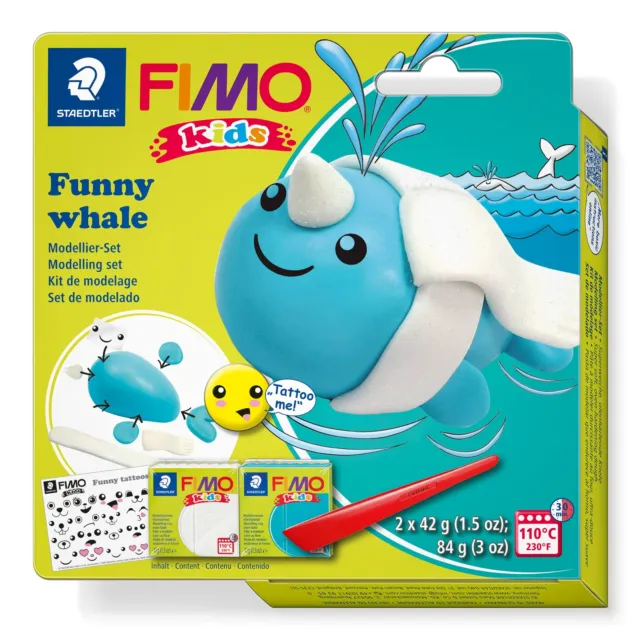 STAEDTLER 8035 21 FIMO Kids Modelling Clay Set - "Funny Whale"  (Pack of 2 FIMO
