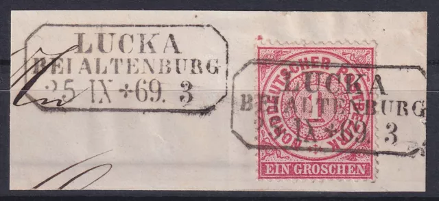 68204) LUCKA BEI ALTENBURG nachverwendeter Sachsen-Stempel auf Briefstück